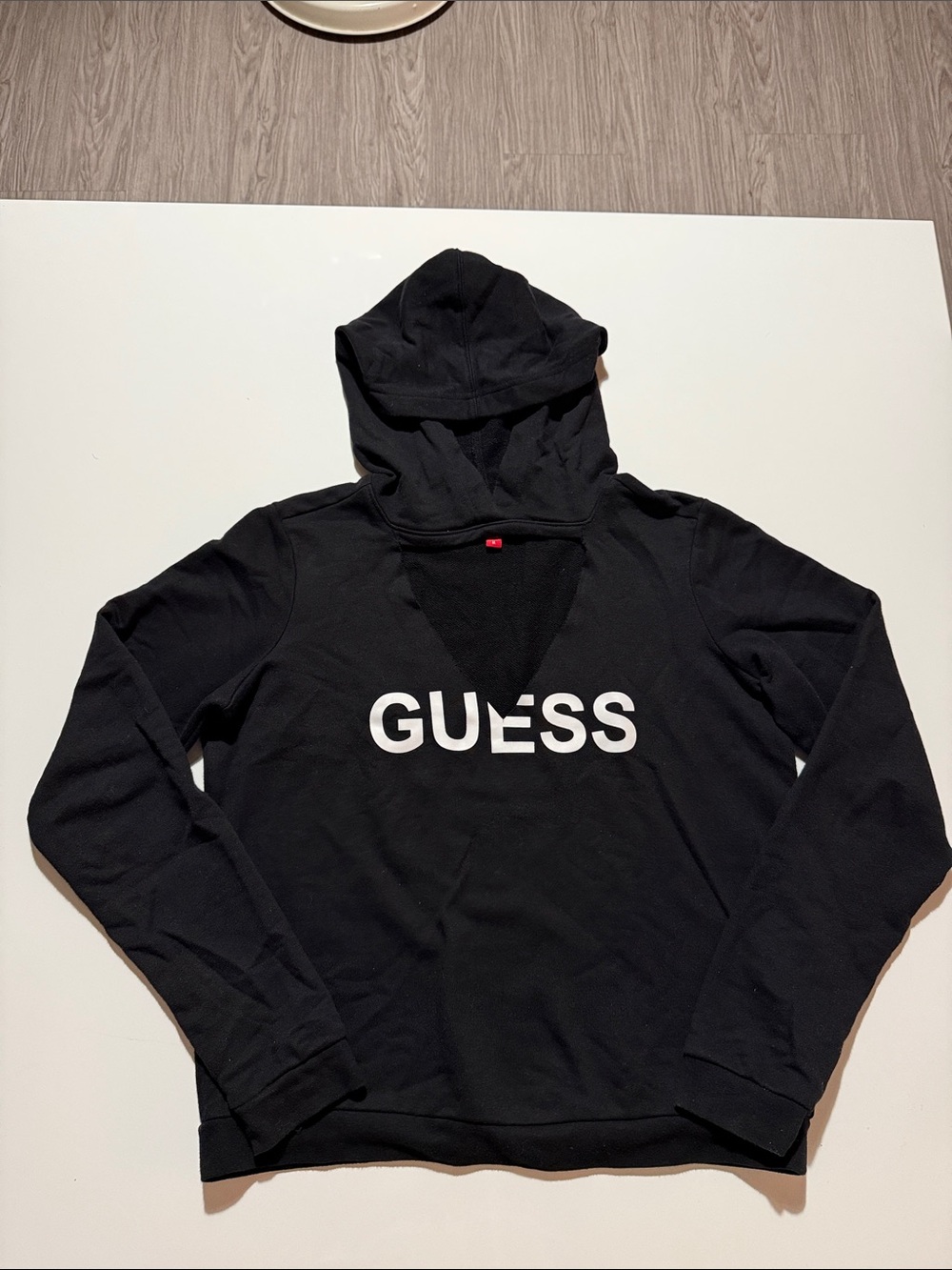 Guess Black Hoodie with White Logo Size M